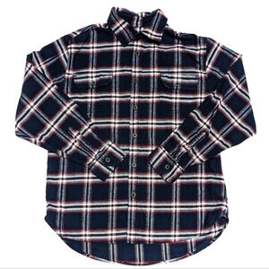 JACHS NY Men's 100% Cotton Flannel Plaid Shirt Jacket Shacket Red Blue Size L